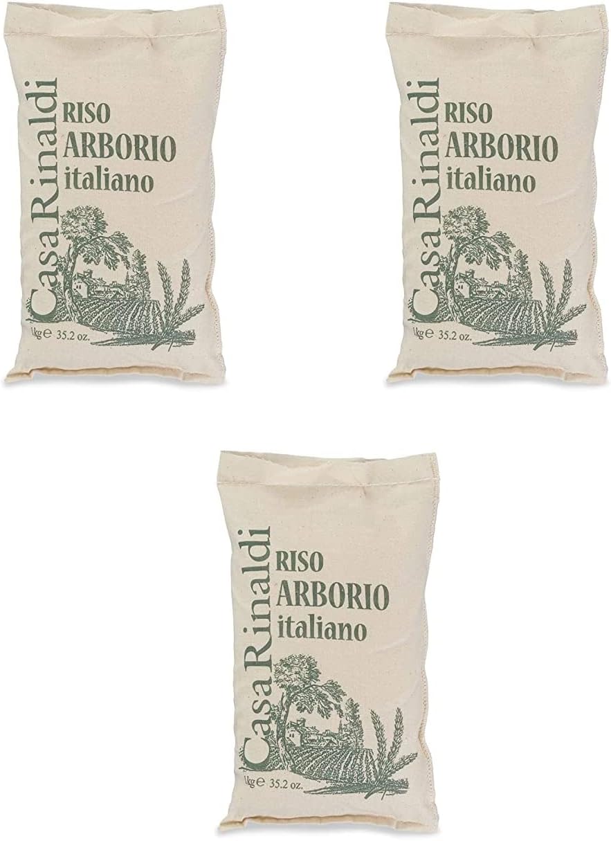 Casa Rinaldi - Arborio Rice in Jute Bag, Large Grain, Ideal for First Courses like Risotto and Rice Salads, Neutral Taste, 1kg Pack