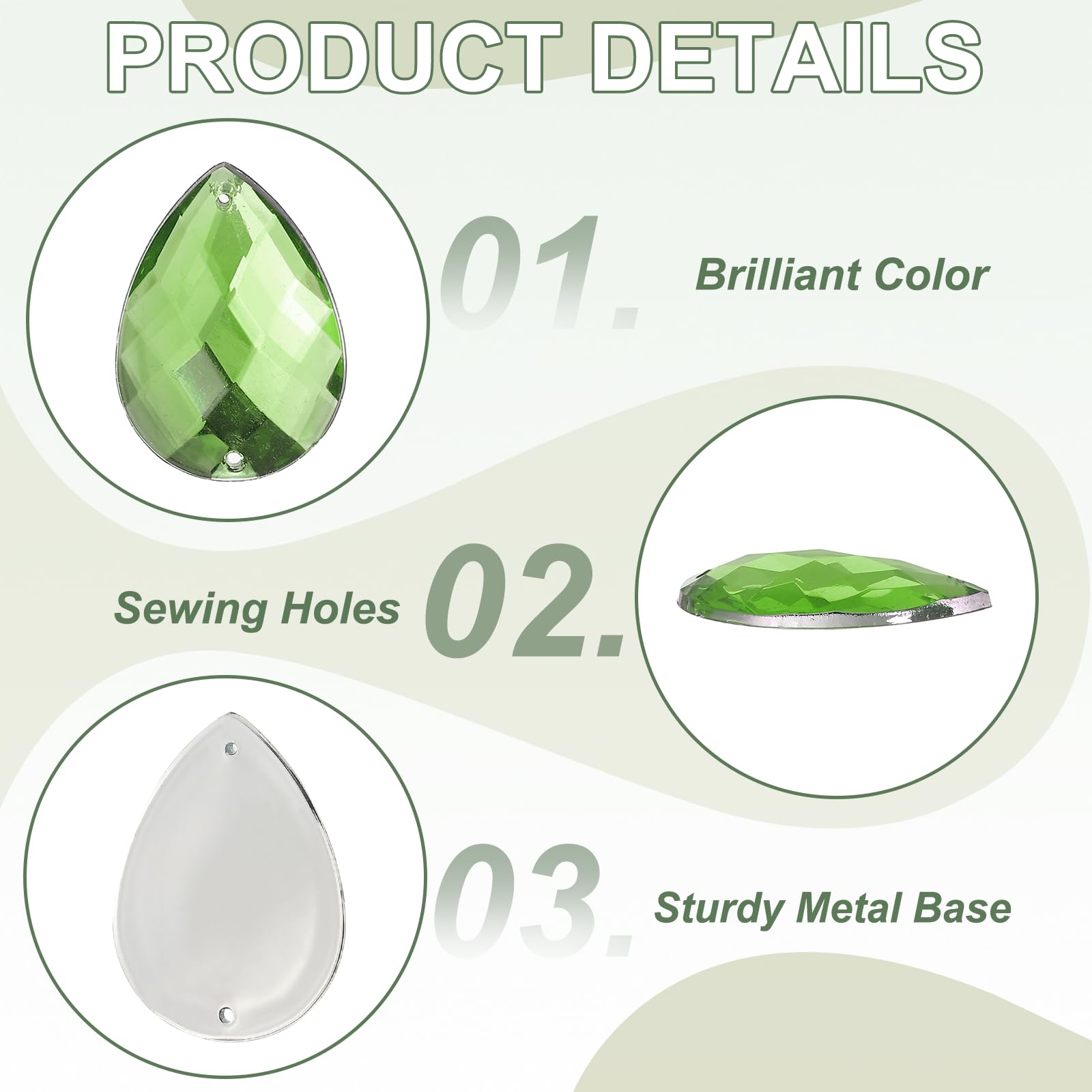 YELARXI Sew on Rhinestones Flatback Crystal Acrylic Gems Diamante, Fit for DIY Crafts Dress Clothes Shoes Bag Decorations - Image 3