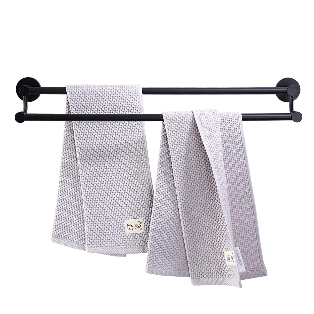 Porte-serviette double 120cm en acier inoxydable noir mat luxe
