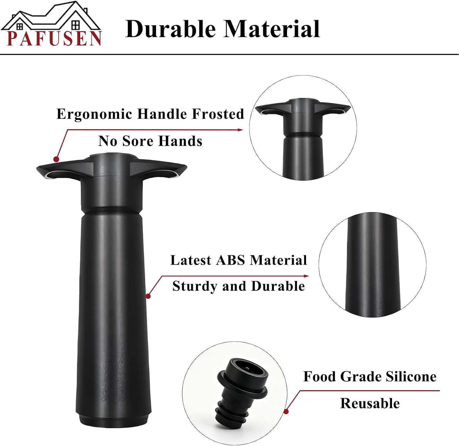Wine Stoppers Vacuum with Pump, Keep Wine Fresh for up to 7 Days -1 Pump 4 Stopper, Wine Pumps and Wine Vacuum Stopper, Reusable for Wine Saver, Wine Stoppers for Wine Bottles
