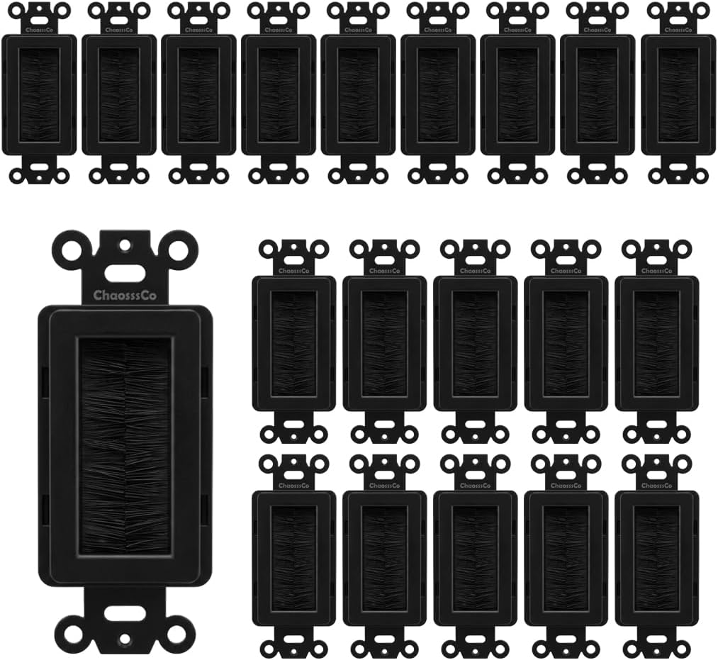 Decorator Brush Passthrough, Brush Wall Plate Insert, 20 Pack Black