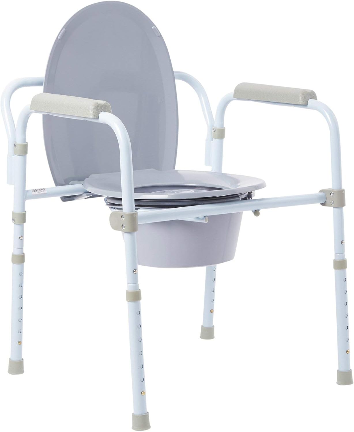 McKesson Folding Bariatric Commode Chair with 7.5 qt Bucket, 350 lbs Weight Capacity, 13 3/4 in Seat Width, 1 Count