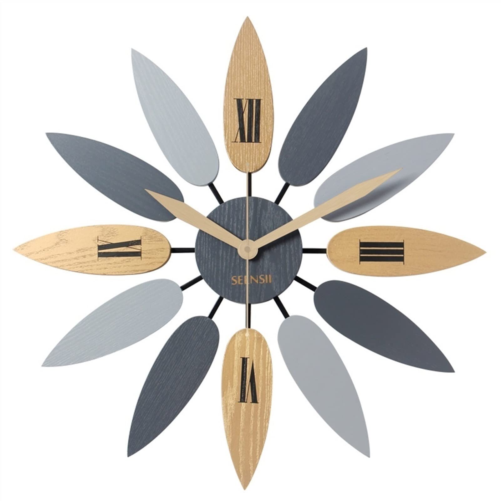 Horloge murale moderne en forme de feuille faite à la main pour salon