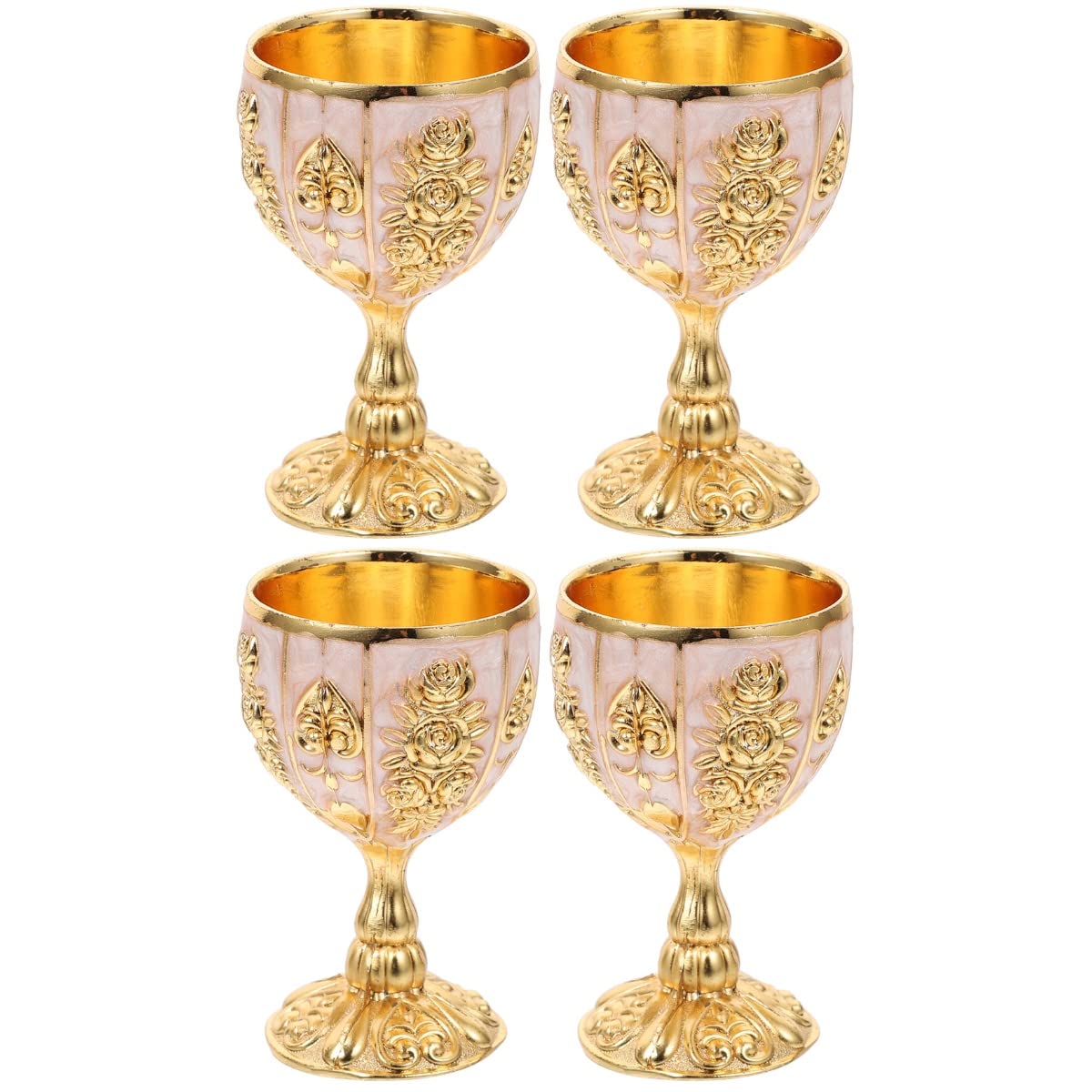 FOMIYES Home Decor Vintage Decor 4pcs Chalice Goblet Cups Goblets Embossed Royal King Wine Cups Holy Water Offering Cup Medieval Shot Glass for Home Bar Party Home Decor Halloween Decor