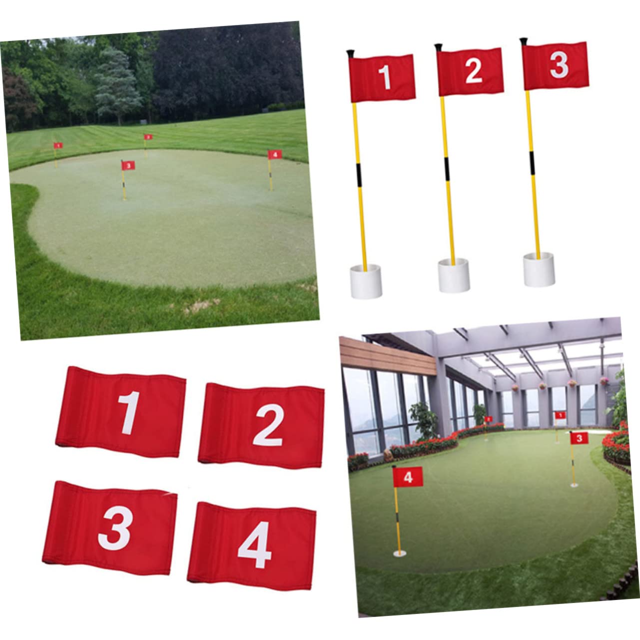 Garneck Verschleißfeste Golffahnen Trainingsgeräte Zubehör 4 Golf Flagge Fahrradzubehör Golfzubehör Golfflaggen Tragbarer Roter Nylonstift Innenausstattung Zielflagge Platzfahne Üben