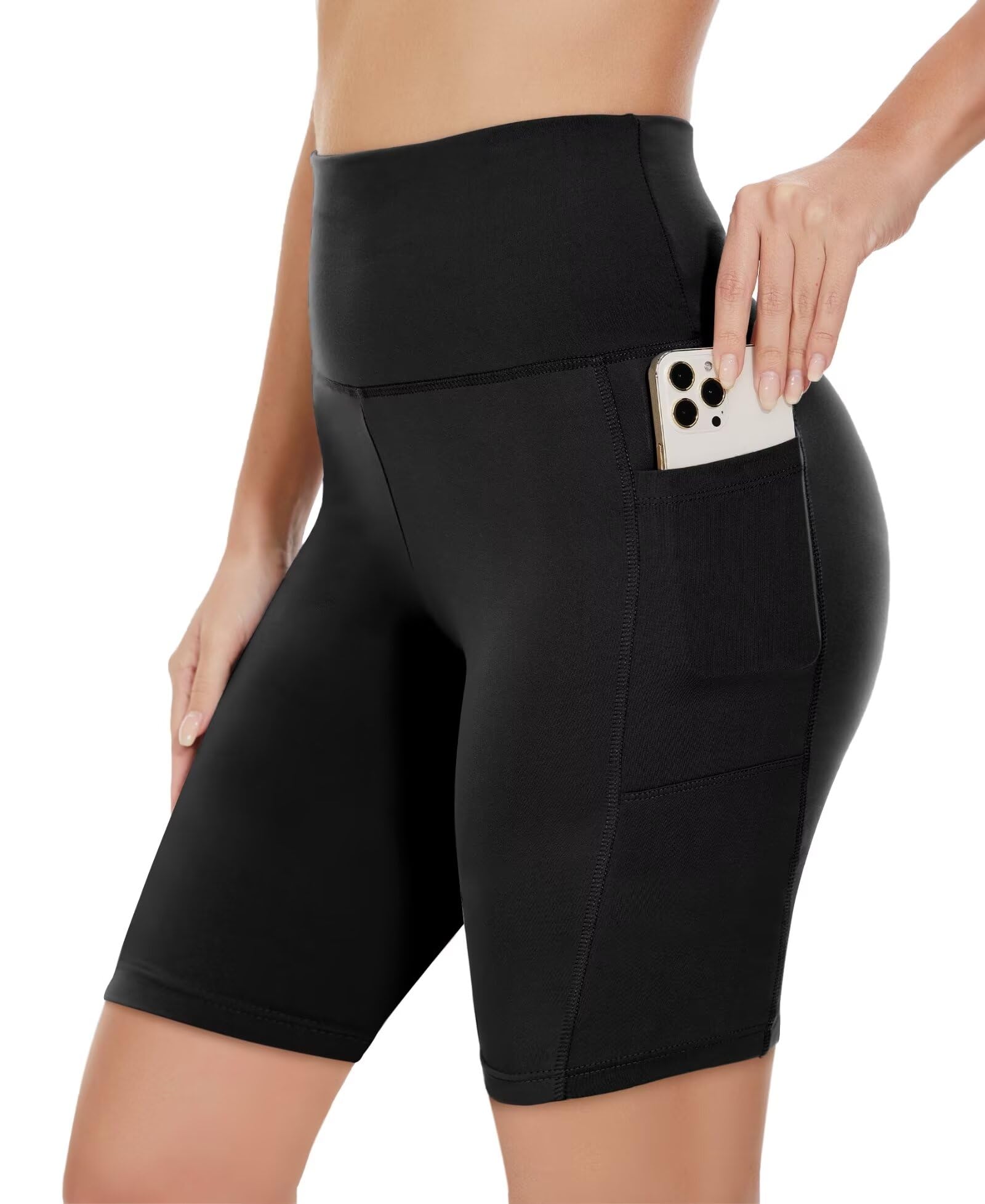 HIGHDAYS 5 Biker Shorts for Women with Pockets-High Waist Tummy Control Spandex Workout Yoga Running Gym Activewear
