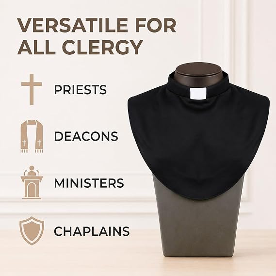 Priest Collar,Unisex Vicar Collars,1 Pcs Black Detachable Collar,Suitable for Formal Liturgical Wear,Compatible with Clergy Shirts for Both Men and Women (Black)