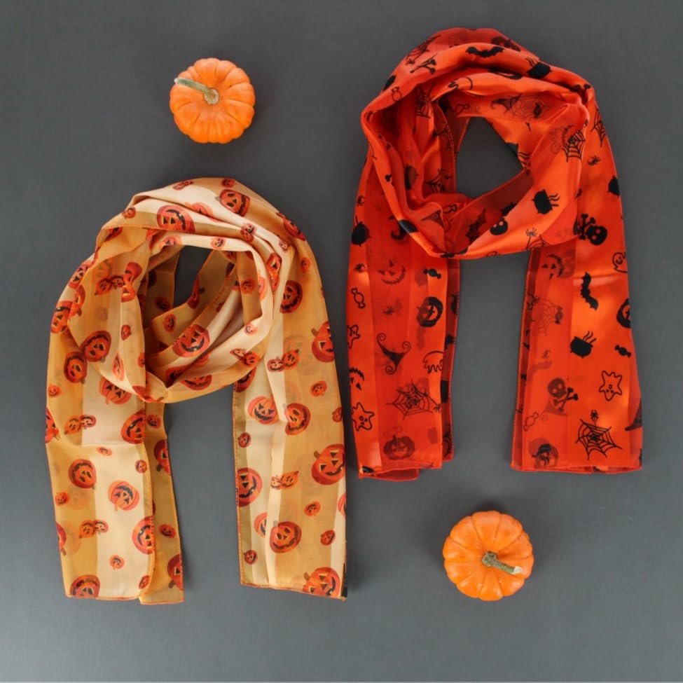 CTM Women's Halloween Holiday Print Lightweight Scarf3