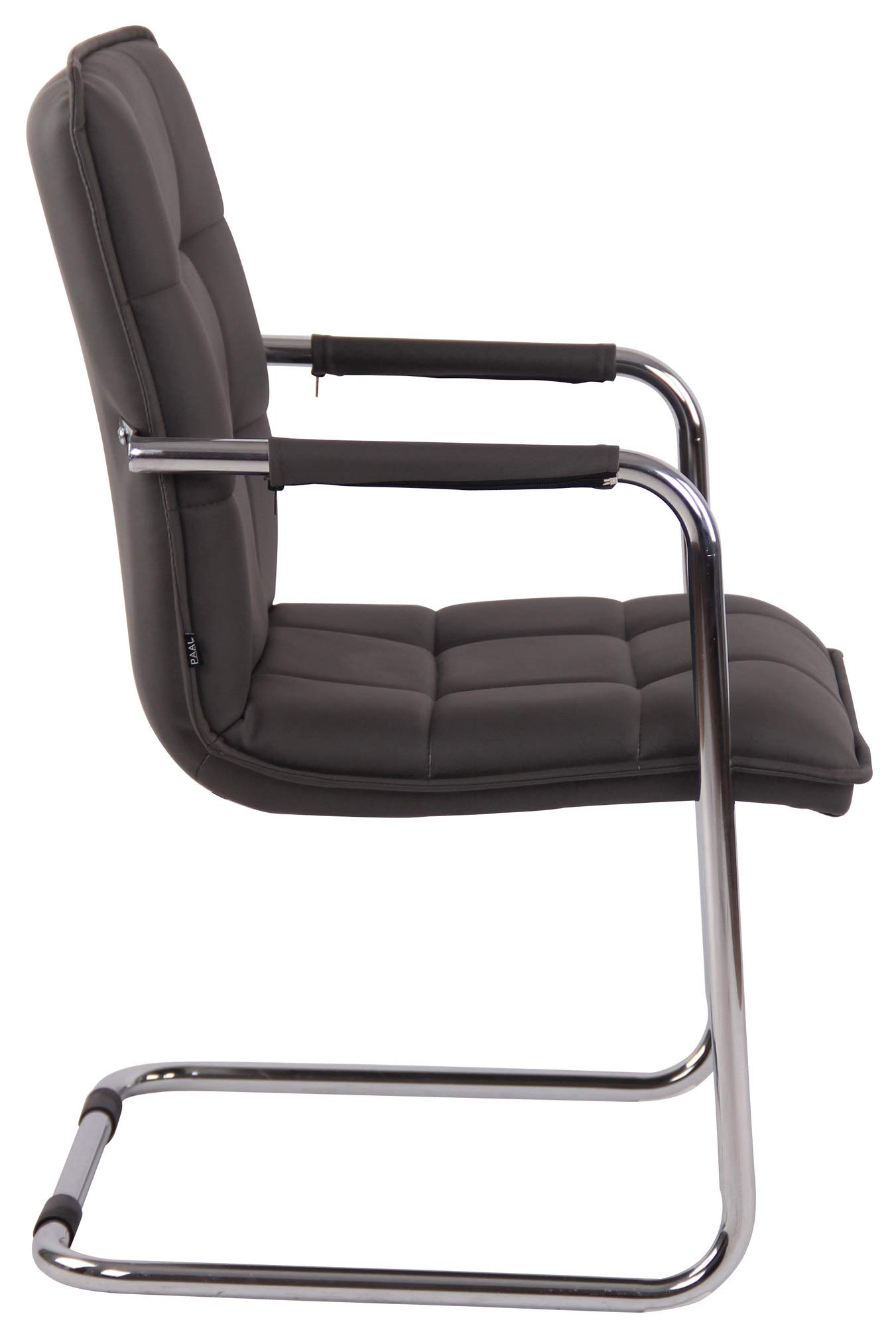 Silla de Conferencia Gandia en Polipiel con Reposabrazos Silla Cantiléver Silla de Oficina Sin Ruedas Gris Marco Cromado