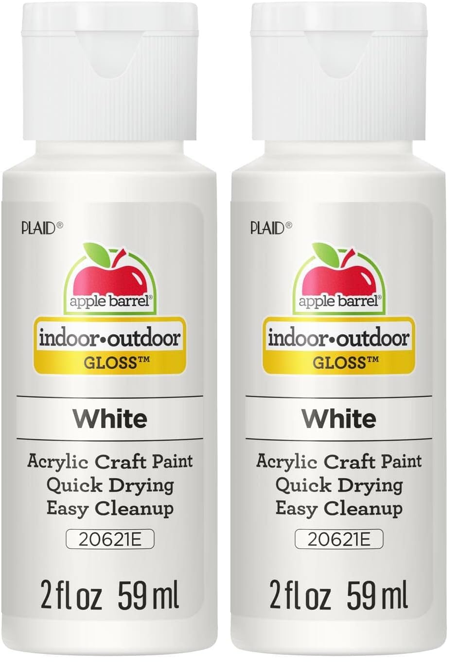 Apple Barrel Gloss Acrylic Paint in Assorted Colors, 20621 White (2-Ounce) (Pack of 2)