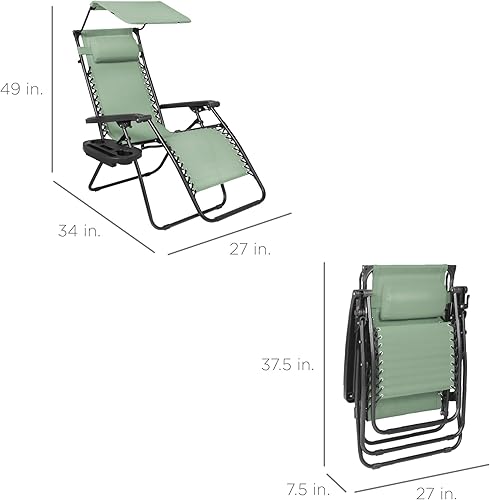 Miniatura 157 de Best Choice Products Silla reclinable plegable de gravedad cero para exteriores, de patio, para salón al aire libre, con toldo ajustable, Bandera
