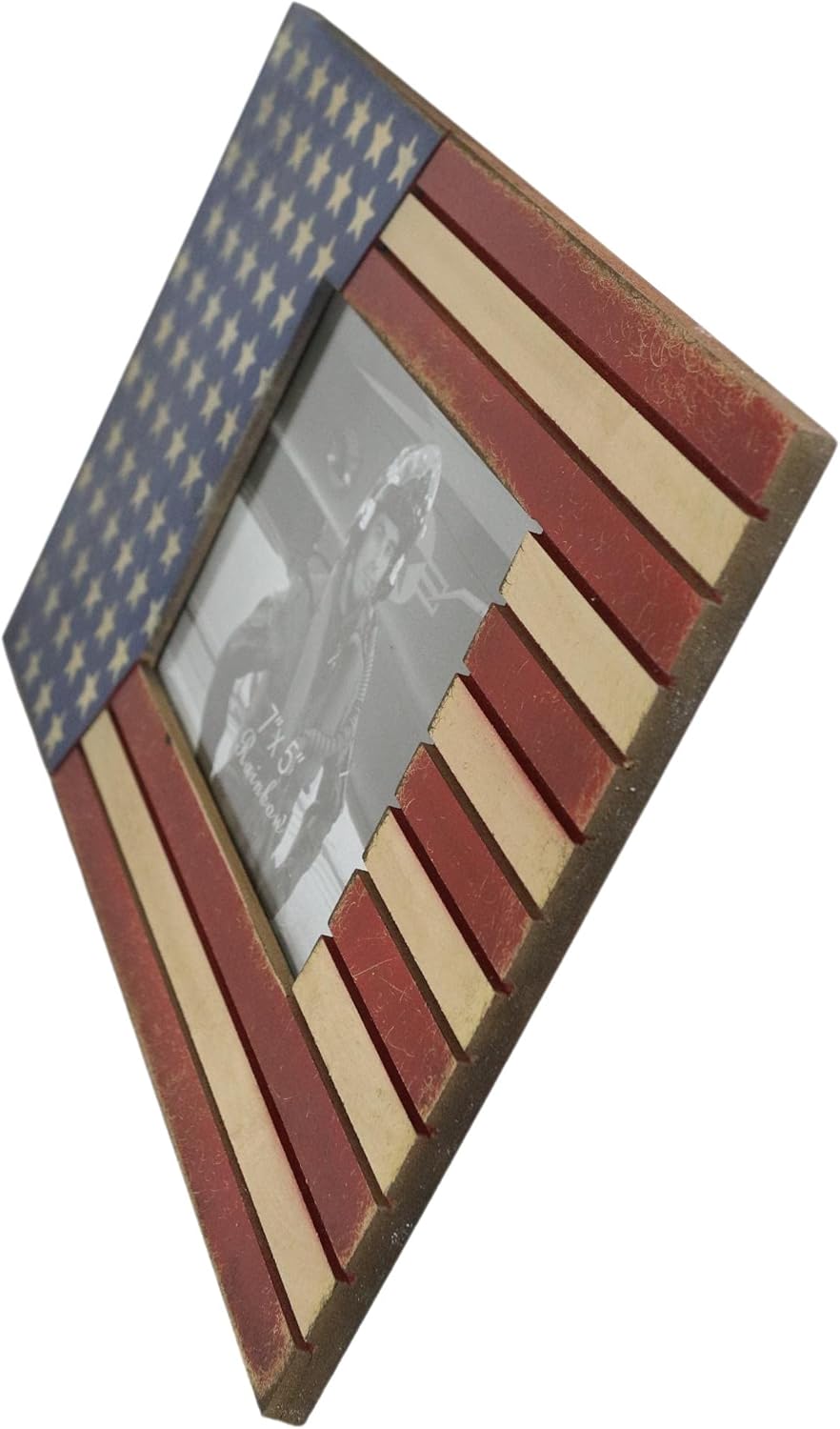 Ebros Rustic Patriotic United States Of America Star Spangled Banner American Flag 5"X7" Picture Photo Frame Desktop Or Wall Hanging USA Themed Decorative Accent