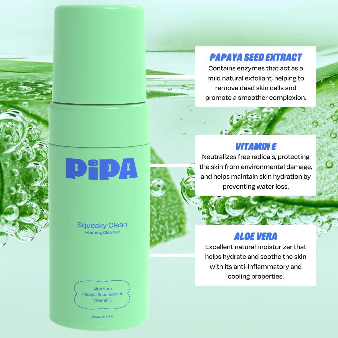 Pipa Clean Start Skincare Bundle for Kids & Tweens – Glow Go Mist, Smooth Operator Moisturizer, and Squeaky Clean Cleanser for Gentle, Hydrating, and Effective Daily Skincare