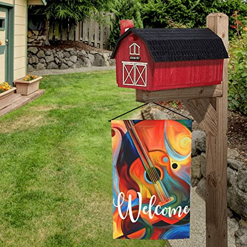 Guitar Music And Rhythm Print Garden Flags Premium Abstract Chic Design Oil Painting Yard Flag Holiday Party Flag Outdoor Farmhouse Decor Home Porch Flags 12 X 18Inch #TOP3