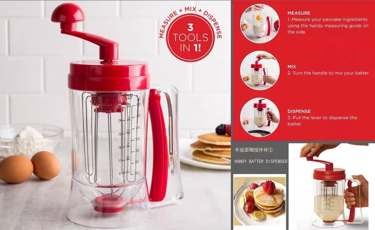 Marvellous Dosatore per Pastella Pancake, Macchina per Pancake Manuale, Dispenser per Pastella per Pancake, Shaker Pancake e Distributore di Pastella per Cupcake e Waffle