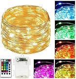 Fairy String Lights Remote Control Battery Operated Multicolor 39FT Indoor Light String Décor for Be