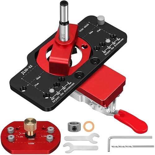 Plantilla de bisagra oculta de metal con herramientas para carpintería, plantilla de bisagra de puerta oculta de 1.378 in para montaje de bisagras