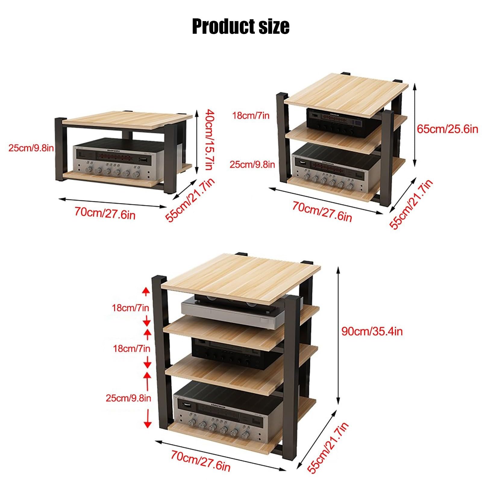 Stojak stereo HiFi, 2, 3 4 półki, regał audio, regał do przechowywania metalu i Mdf, stojaki multimedialne, półka do nagrywania Av i wzmacniaczy sali koncertowej (D,4Tier)
