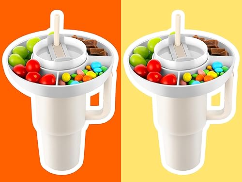 Stanley Cup - 2 cuencos para aperitivos Stanley Cup de 40 onzas, bandeja reutilizable para aperitivos con asa y anillo para accesorios de taza