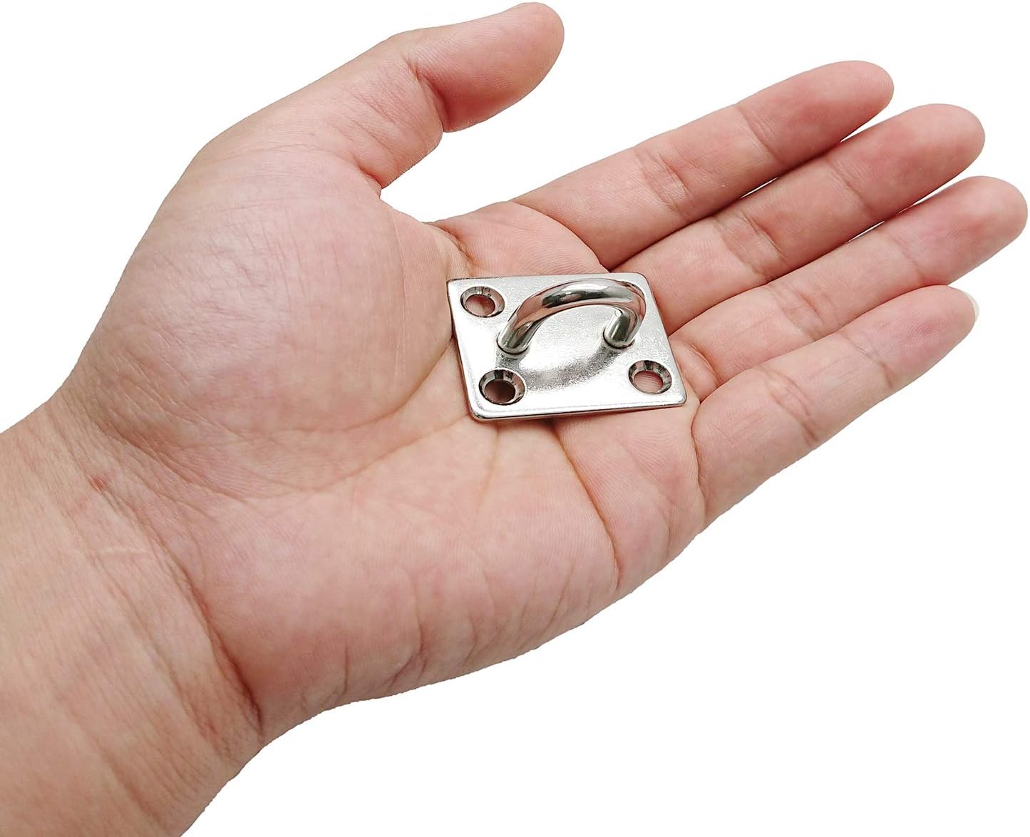 8 Pcs 1.4 x 1.2 Inch 304 Stainless Steel Ceiling Hooks Pad Eyes Plate Marine Hardware Hooks with Screws