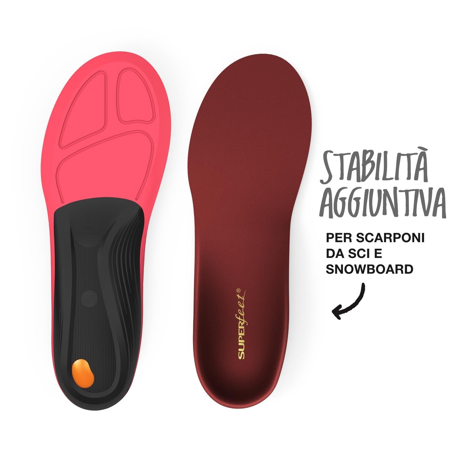 Superfeet Winter Support Solette per Sci e Snowboard, EU 42-44 | Sostegno dell'arco plantare per scarponi da sci e snowboard con copertura termica, rivestimento Moisturewick per scarponi