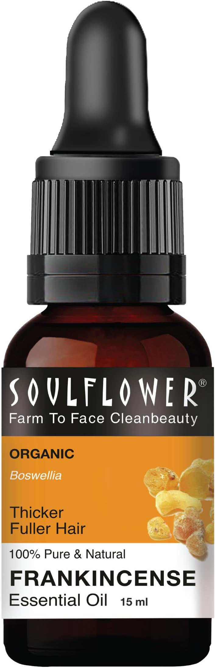 Soulflower Frankincense Essential Oil, Anti Aging, Improve Skin Tone & Elasticity, Hair Growth, Reduce Hair Fall, Dry & Itchy Scalp|Boswellia Genus, 100% Pure, Natural, Organic, Chemical Free, 15ml