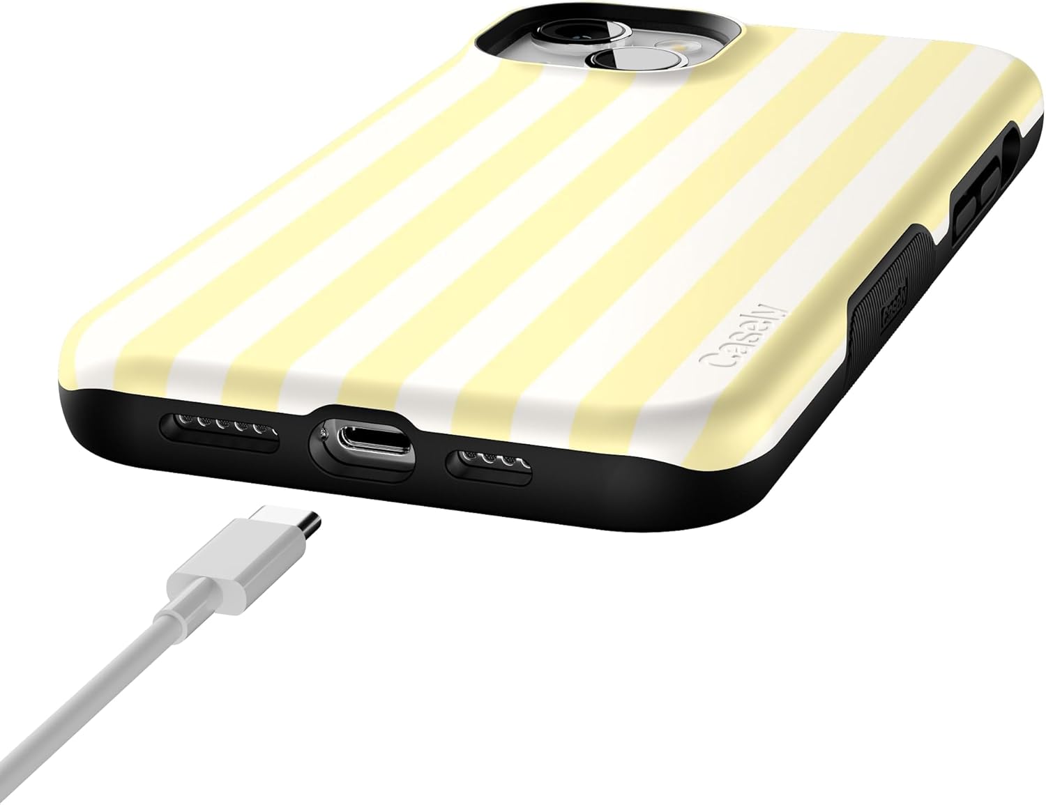 Casely iPhone 14 Case | Butter Yellow Stripes | Sunday Best | Bold Protective Design | Compatible with MagSafe