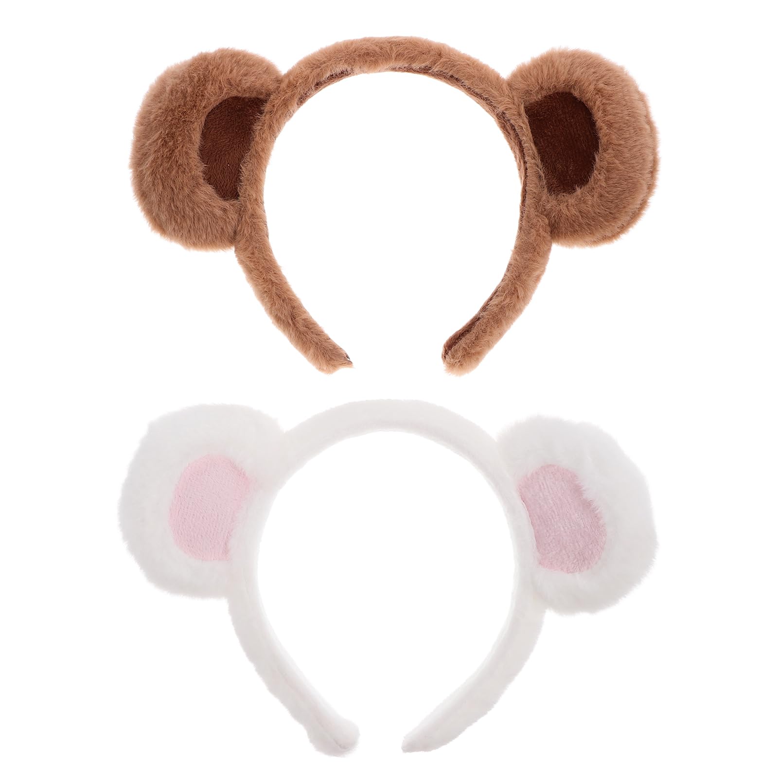 LUOZZY 2 Pcs Bear Ear Headbands Plush Animal Ear Headband for Face Washing Lovely Bear Ears Hair Bands Photo Booth Props