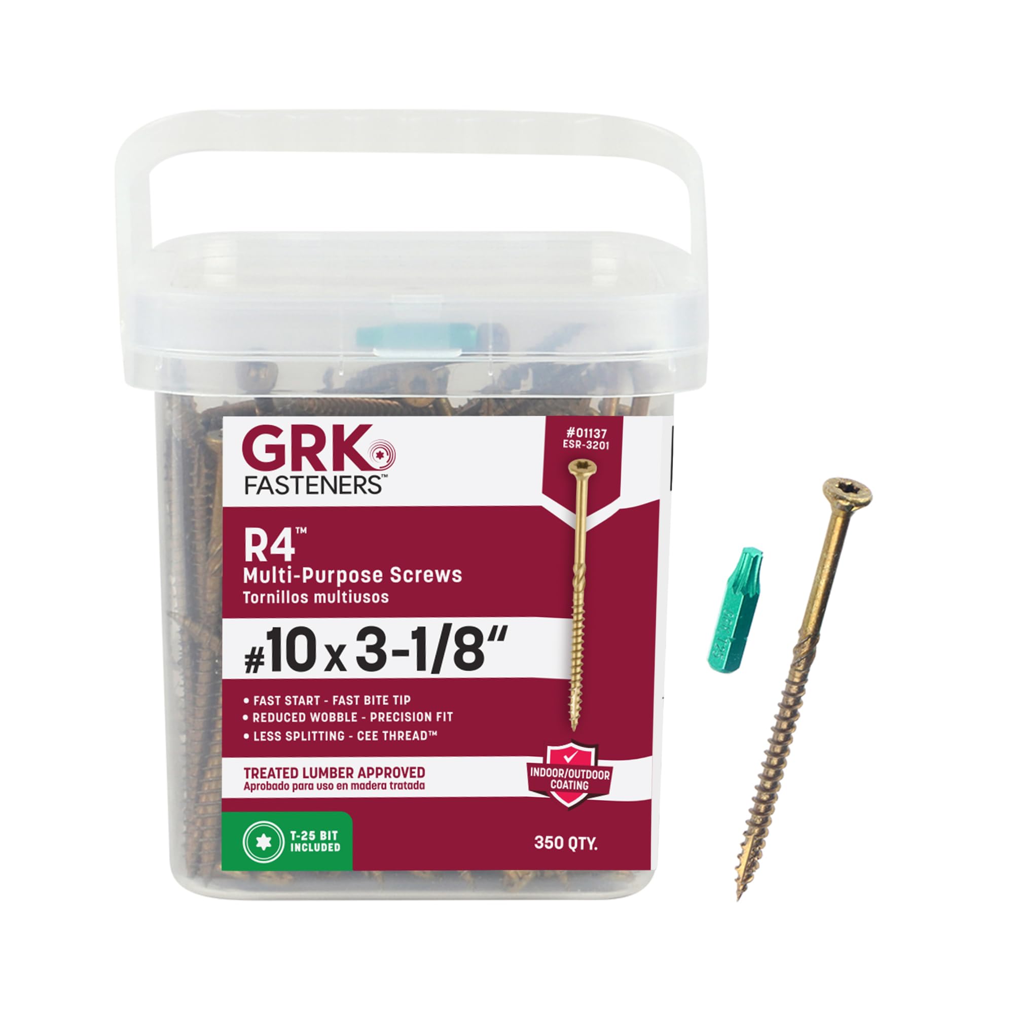 GRK Fasteners R4™ #10 x 3-1/8 Inch, Multi-Purpose Framing Screws