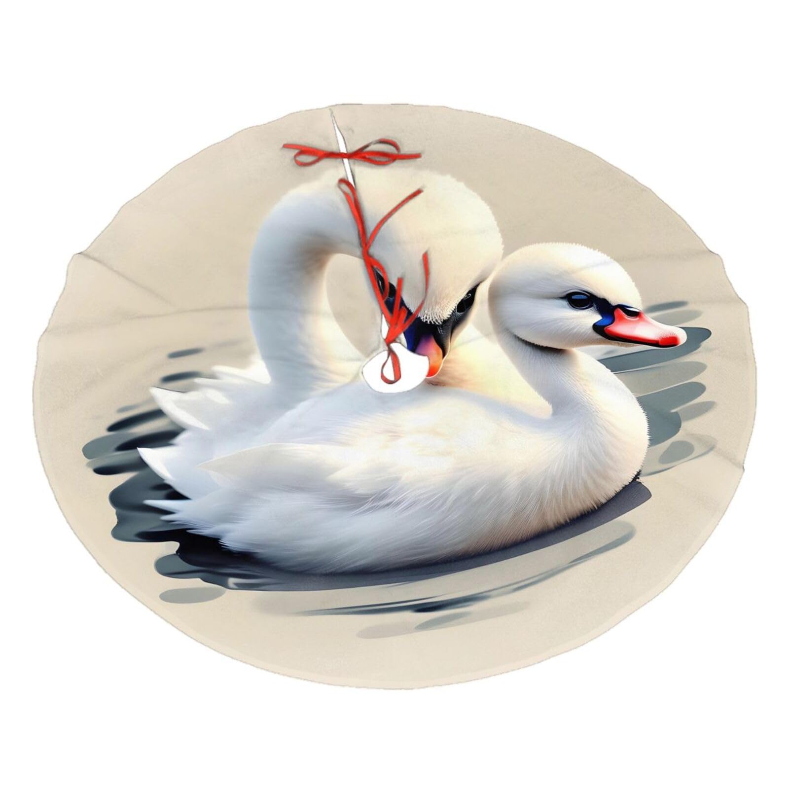 Cute Little swan Printed Christmas Tree Skirt Christmas Plush Tree Skirt 48 inches (About 112.2 cm) Christmas