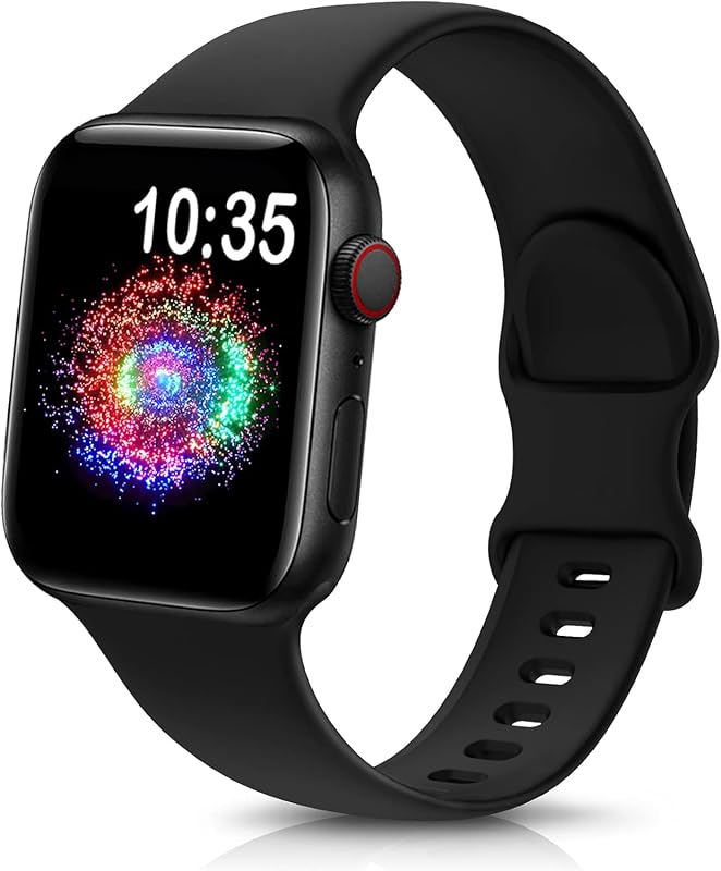 TreasureMax Sport Band Compatible with Apple Watch Bands 38mm 40mm 41mm 42mm 44mm 45mm 46mm 49mm Men Women, Soft Silicone Strap for iWatch Series 11 10 9 8 7 6 5 4 3 2 Ultra SE Black