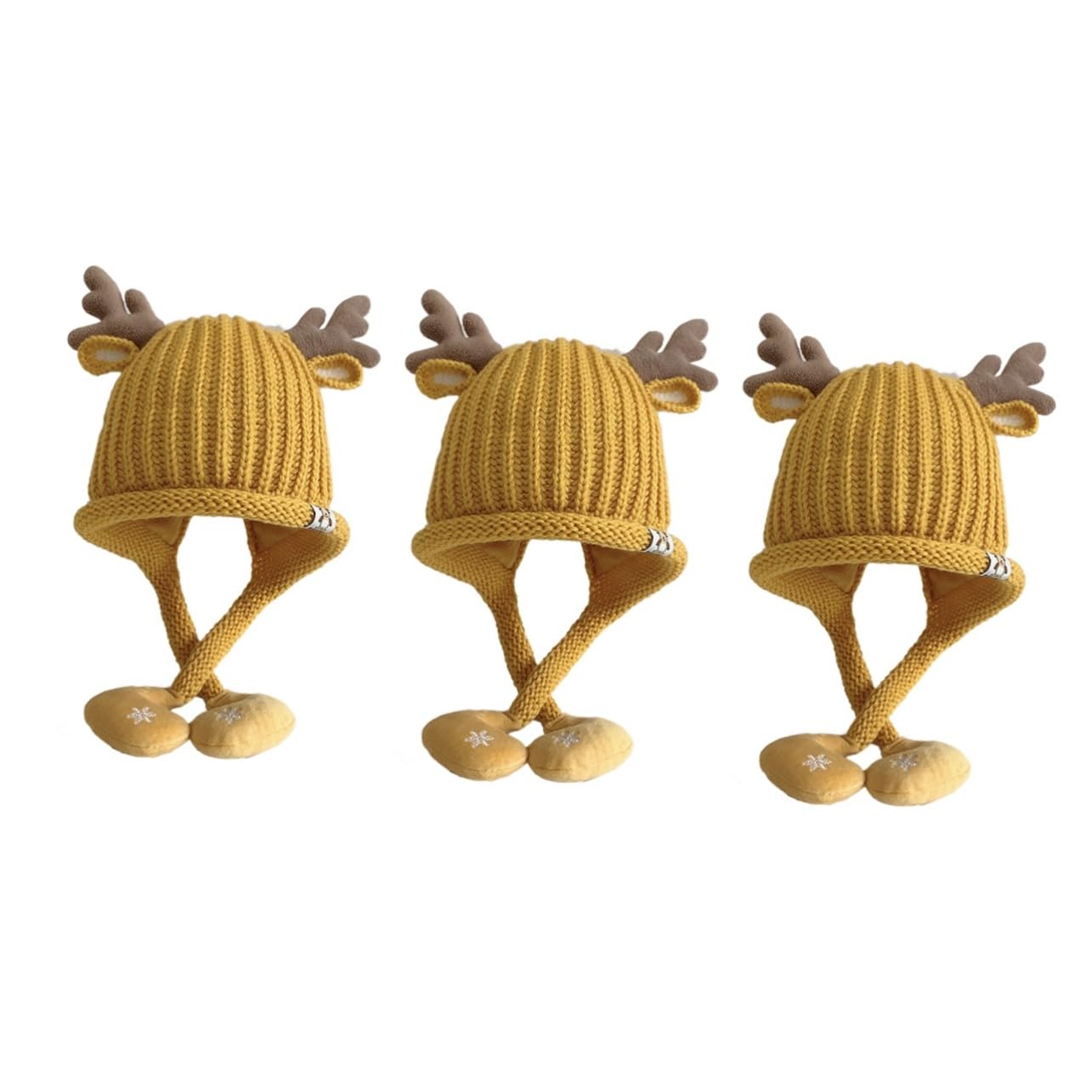 IMIKEYA 3St Strickmütze Weihnachtsmütze für Kinder roter Kopfschmuck Babymützen Kinder wintermütze Kostümhaube Mützen für Babys Baby Bommelmütze Wintermütze Foto Warmer Hut