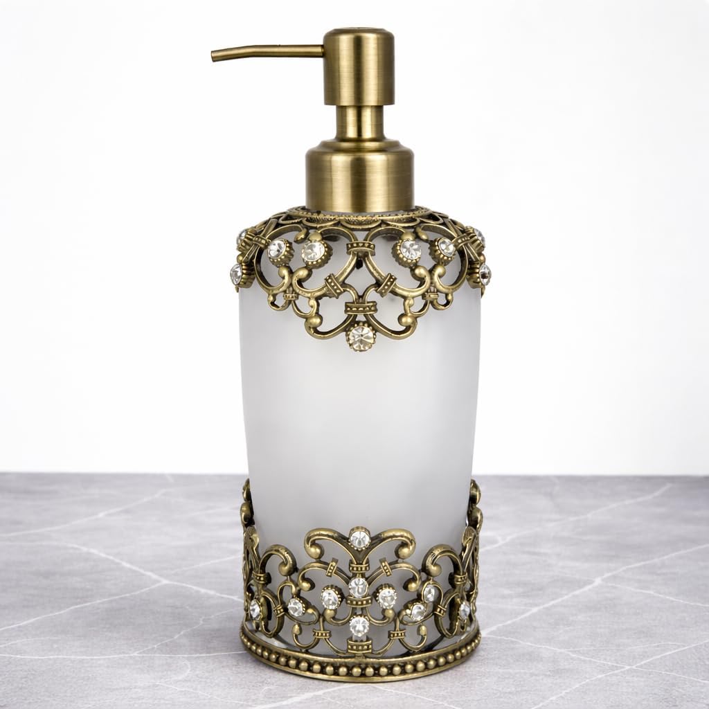 Decozen Gifts for Mom - Premium Frosted Glass Lotion Dispenser - Mother's Day Birthday Gifts, Bathroom Decor, Soap Dispenser, Glass Pump Bottle, Liquid Hand Soap Bottle - Christmas Decorations