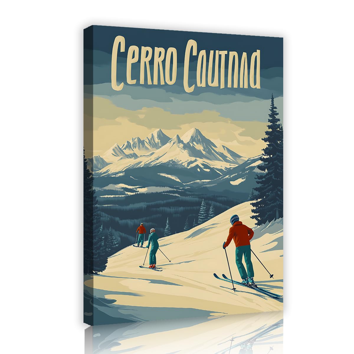 TOANGWALL Ski Resort Canvas Wall Art Retro Mountains Travel Poster Winter Sports Mural Pictures Artwork Modern Framed Poster Prints For Bedhead Staircase Decor 80x120cm
