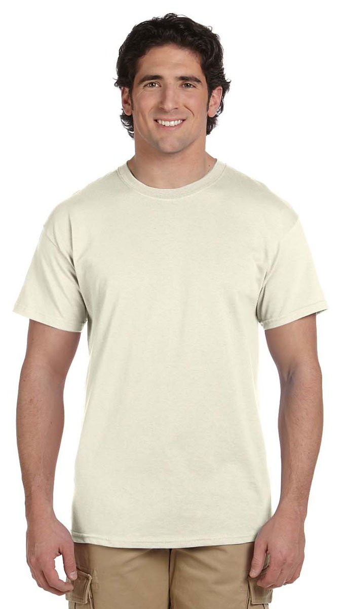 Gildan Men's Off-White Ultra Cotton Short Sleeve T-Shirt (L) (Natural)