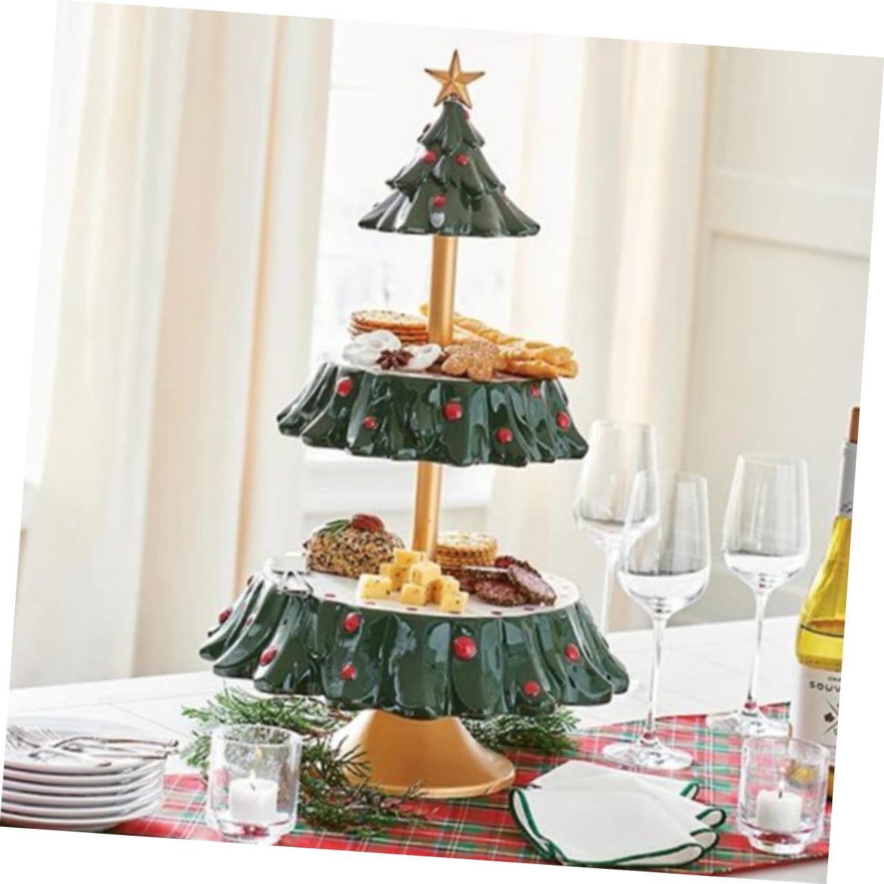 1pezzi Porta Frutta Natale in Resina Sicura Vassoio Snack Decorativo Per Feste Piatto Porta Dolci e Snack Elegante Resistente e Pratico Per Esposizione Festiva