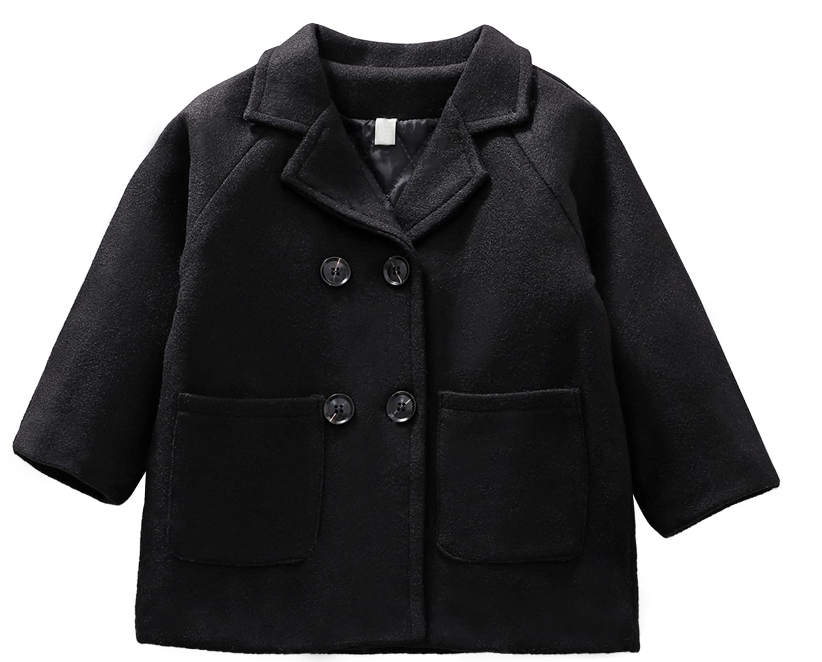 Toddler Boy Double Breasted Dress Coat Classic Wool Blend Warm Peacoat for Kids Button Down Trench Coat
