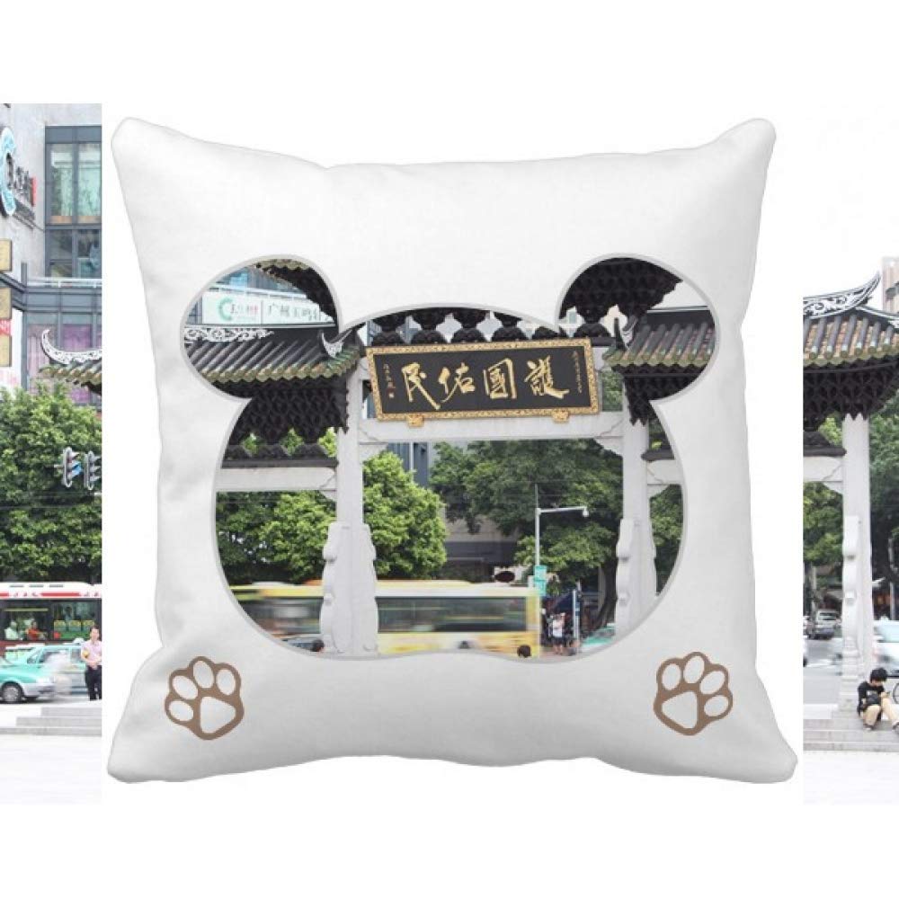 Housse de coussin ours traditionnel chinois pour décoration salon zen