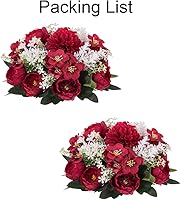 Vista 8 de Bolas de flores artificiales para centros de mesa: 2 piezas de rosas rojas para centros de mesa, arreglos florales, centro de mesa para bodas