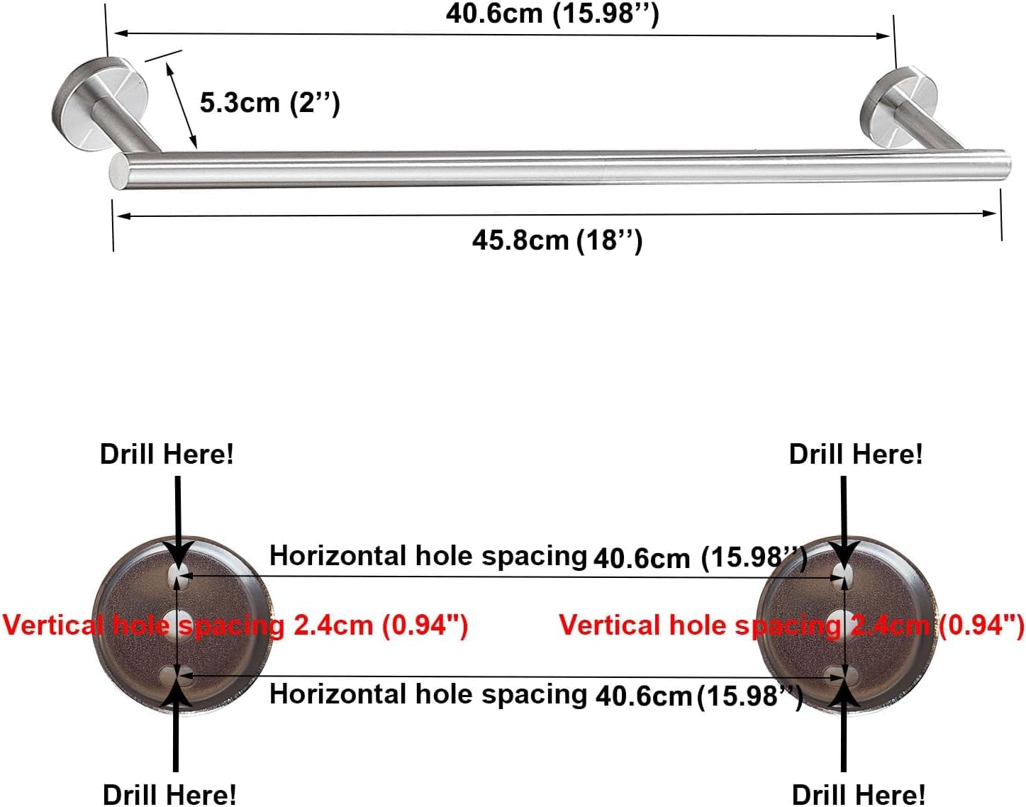 Ensemble De 4 Barres Porte-serviettes De Salle De Bain En Métal Comprenant Une Barre De