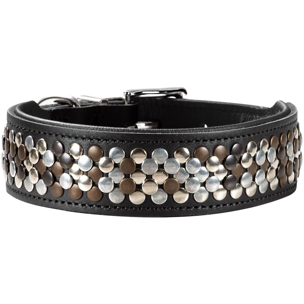 HUNTER Arizona UP Dog Collar Colour: Black, Sturdy Cowhide Leather, Luxurious Rivet Decoration, Soft and Robust, Unique - Image 3