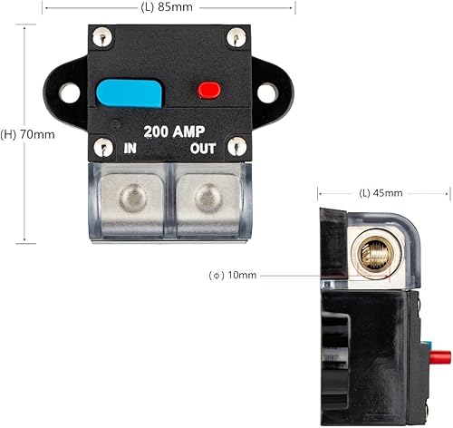 Miniatura 4 de Jtron Disyuntor de circuito de 200 amperios de audio para automóvil, energía solar, inversor de fusibles en línea con cubierta impermeable para