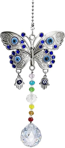 Persofine Window Hanging Suncatcher with Crystal,Blue Butterfly Garden Hanging Rainbow Maker Ornament (Butterfly)