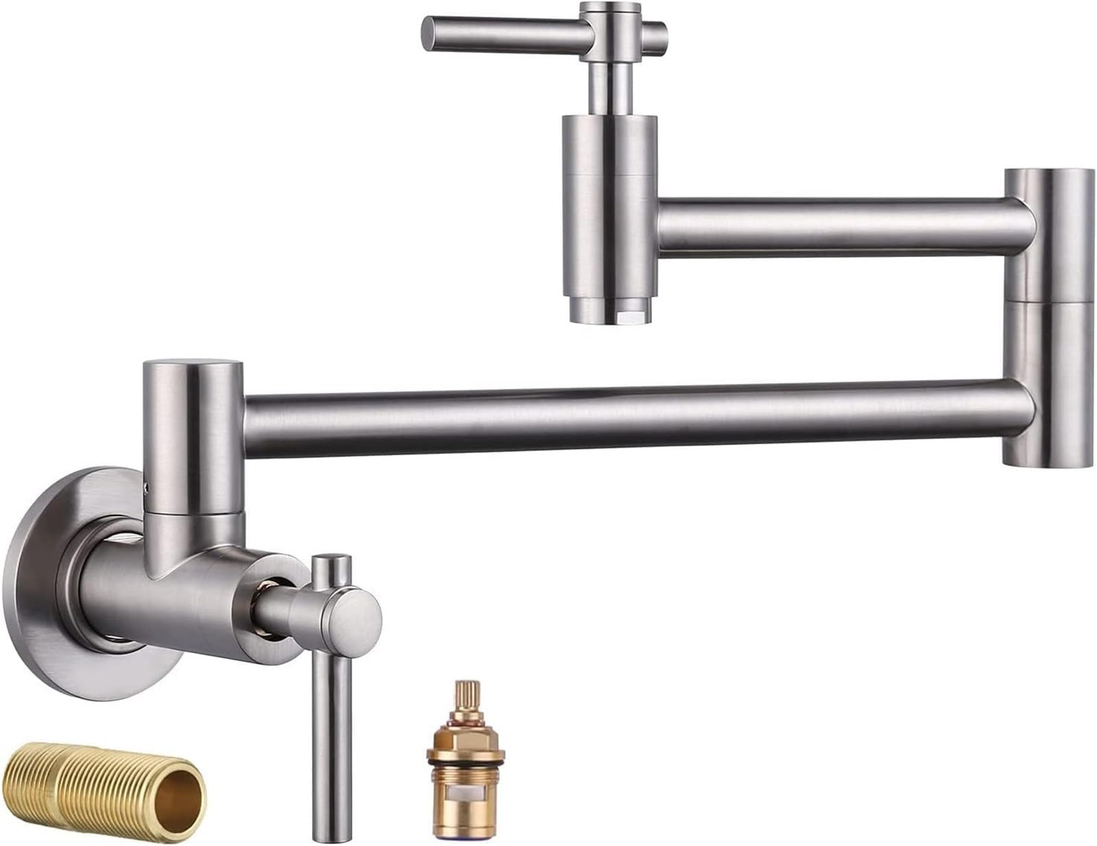 Rubinetto da cucina industriale a parete con spruzzatore estraibile, in ottone massiccio, finitura nera opaca, per arredamento moderno e funzionalità avanzate