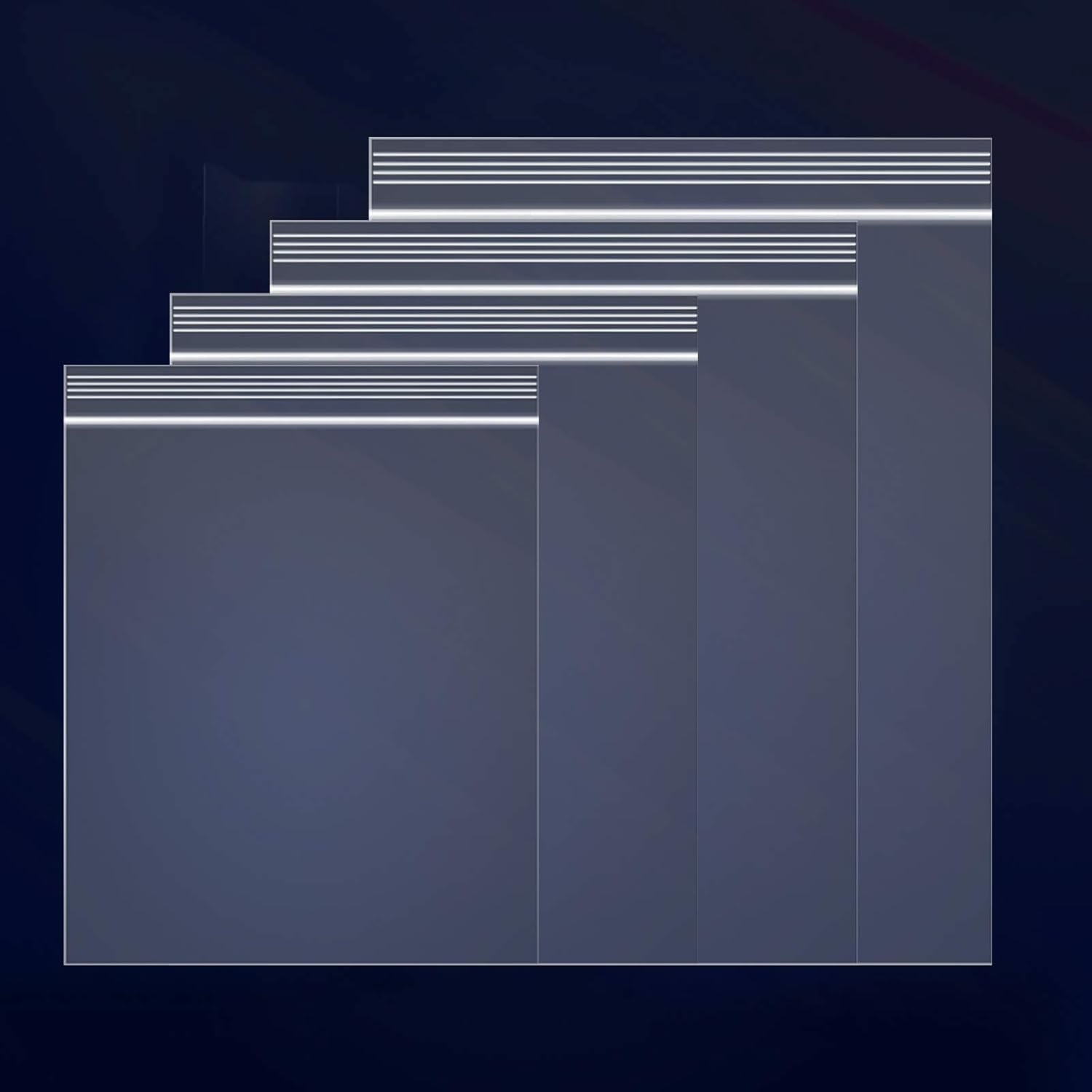 8" x 10", 9" x 12", 10" x 13", 11" x 14" (100 CT each) 2 Mil Clear Plastic Reclosable Zip Poly Bags with Resealable Lock Seal Zipper