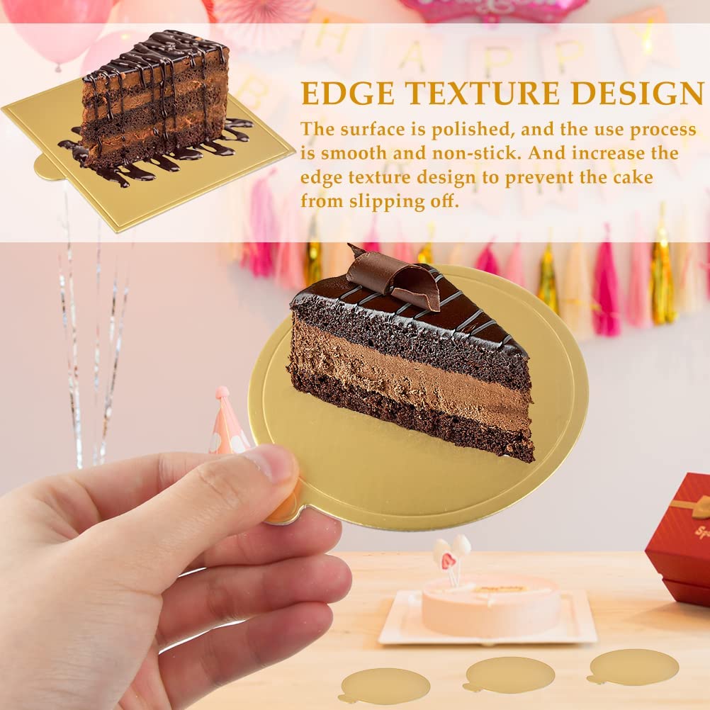 200 unidades de mousse para tartas de papel, bandeja reutilizable de oro, mini tarta de postre, expositor, tambor de papel para tartas de papel, platos de postre base para bodas y cumpleaños (redondo