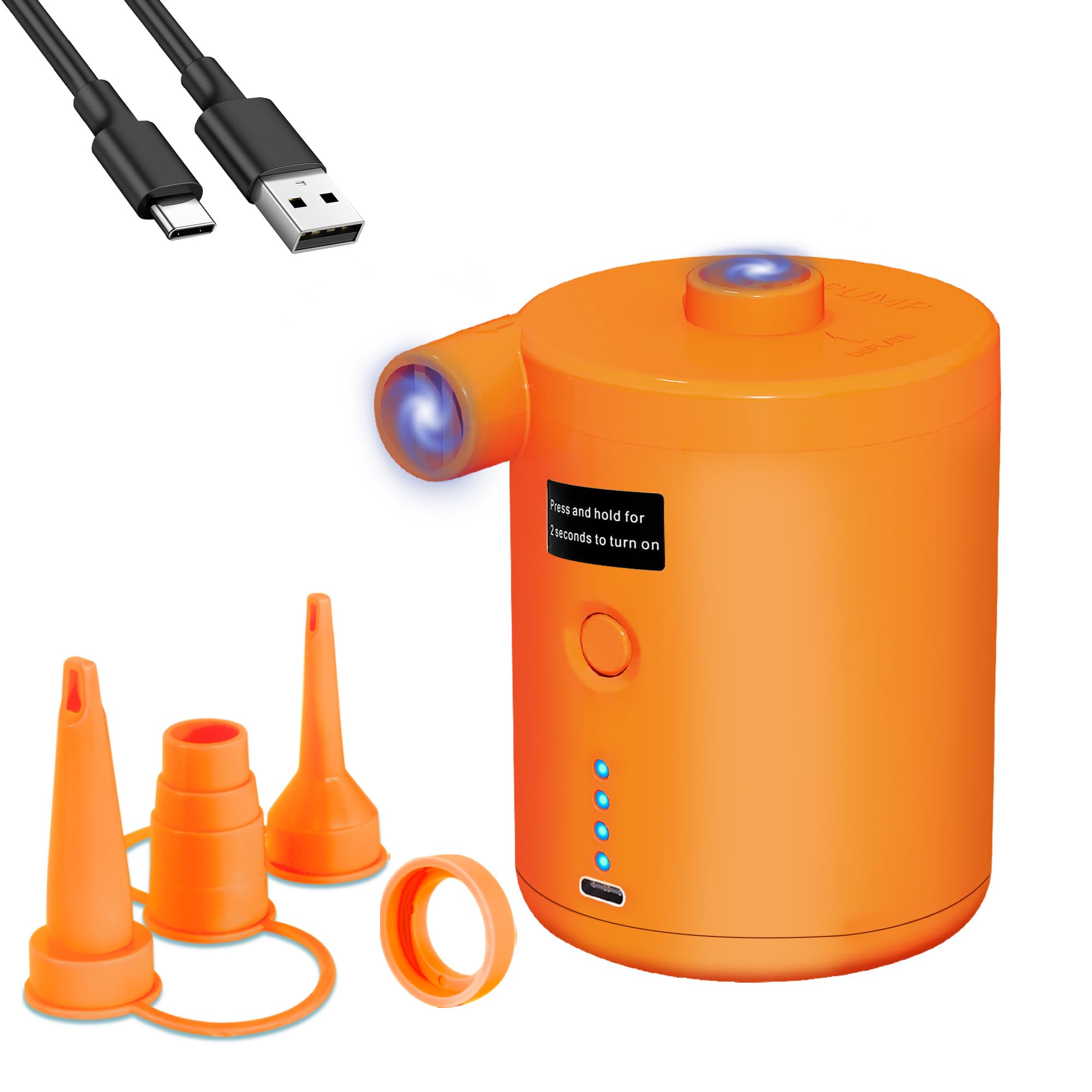 Elektrische Luftpumpe, 4000mAh Akku Elektrische Pumpe mit 4 Düsen für Luftmatratze, Matratze, Pool, Planschbecken, Wiederaufladbare Elektrische Luftpumpe mit Schnellem Aufblasen/Entleeren