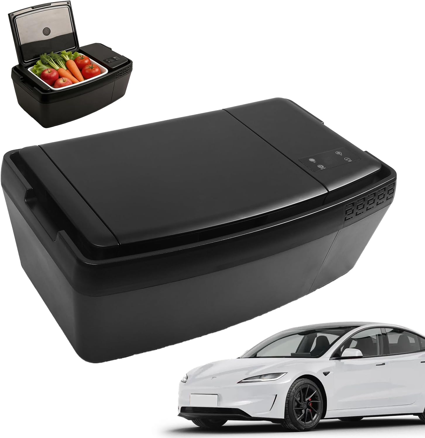 Car Refrigerator for Tesla Model 3, 37QT (35L) 12V Car Fridge -4℉~68℉, APP Control, Trunk Custom Fit for Model 3 2017–2026 (Incl. Highland), Portable Freezer 12/24V DC & 120–240V AC