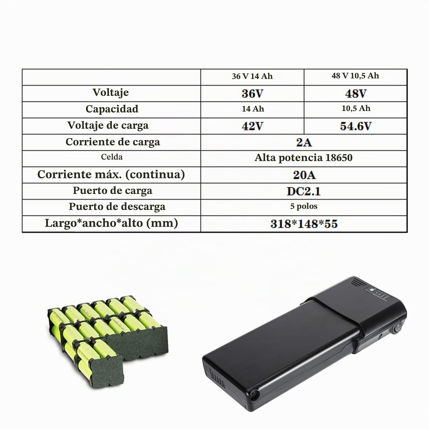 Ebike Batería 36V 14AH 48V 10.5AH Lithium-Ion Batería, con Cargador, para Bicicleta Eléctrica MIFA, Prophete, Ansmann, Phylion, PortaPower