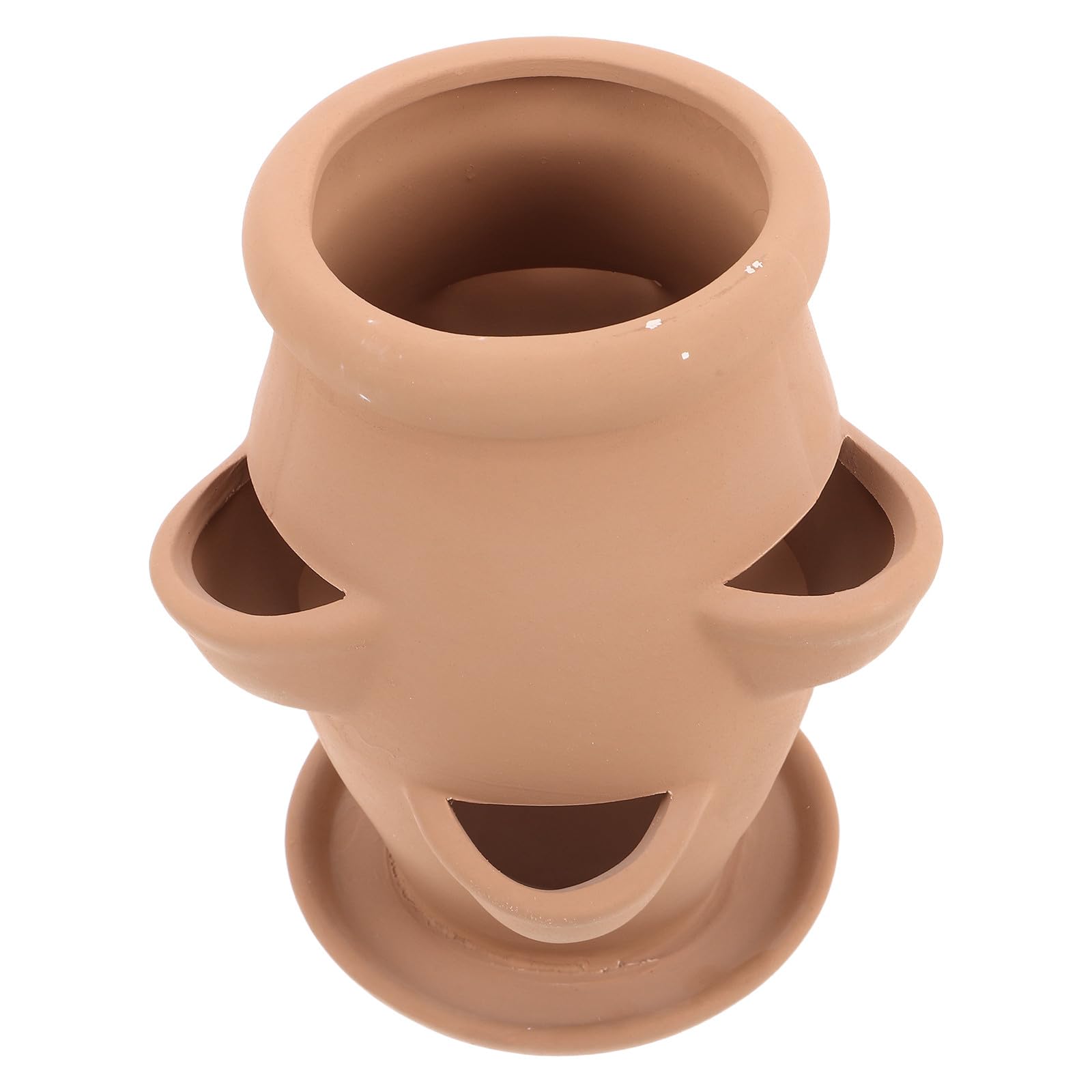 DOITOOL Tour à Fraises en Terre Cuite 6 Poches pour Plantes Succulentes Jardin et Patio Design Élégant Léger Circulation d'air Améliorée et Portable
